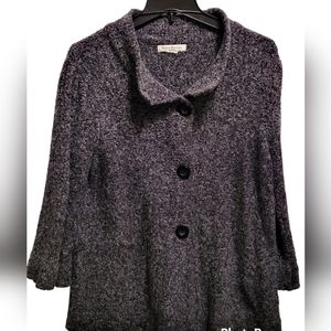 Gray Black Small Oversized Susan Bristol Brand Sweater Jacket Button Down